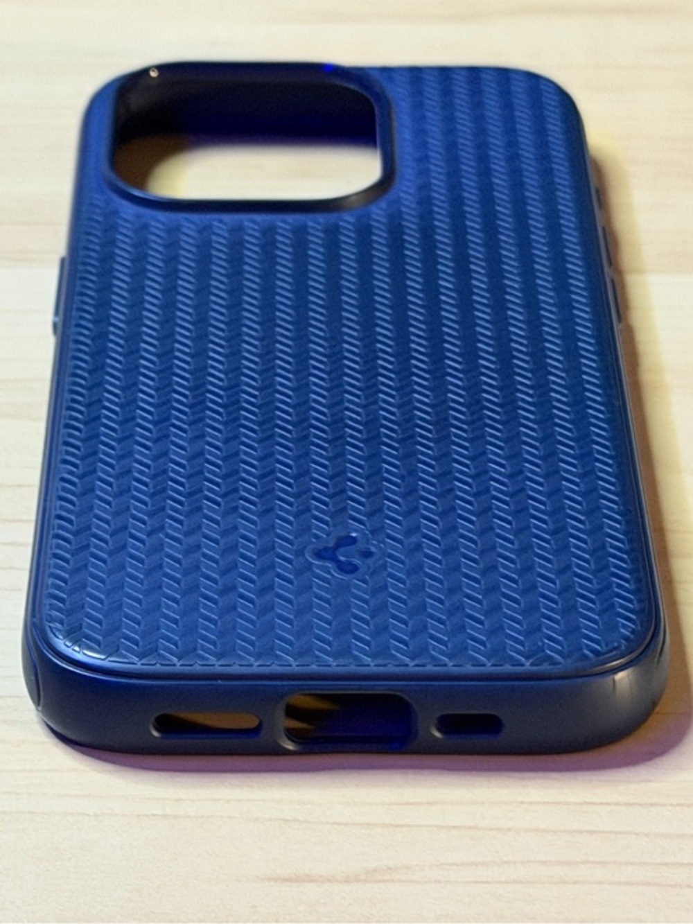 Blue Textured Protective iPhone 15 Pro Case - Spigen
